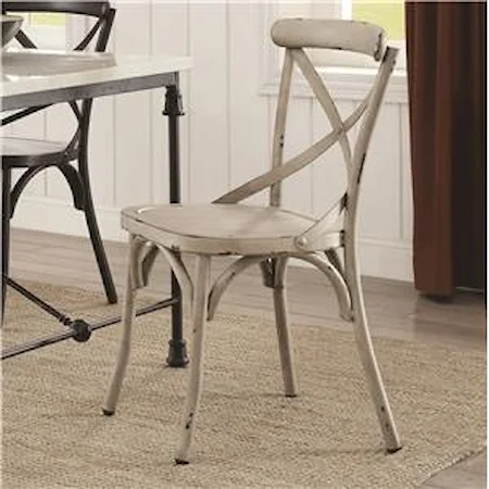 Rustic Metal Dining Chair - White